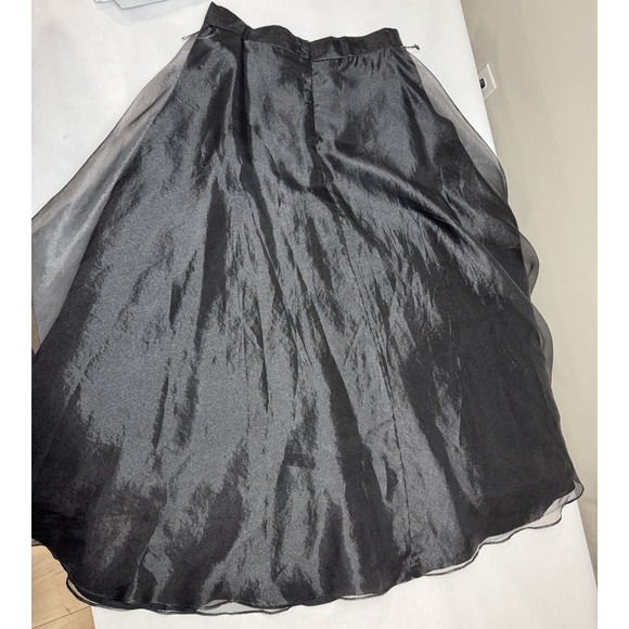 Vintage Whimsigoth Maxi Skirt Sheer Black Organza Lined Goth Evening Sheen Sz 14 - Picture 9 of 11